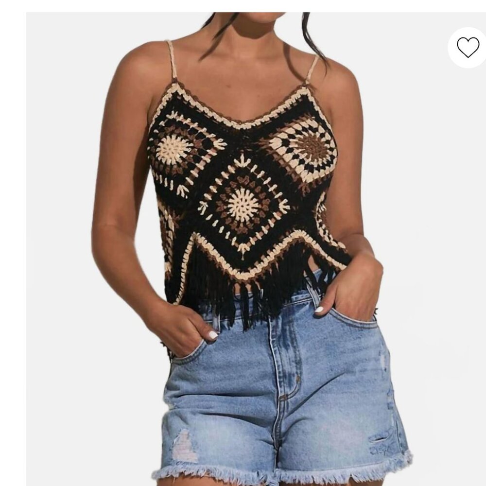 Revel Croquet Tank Top with Fringe
